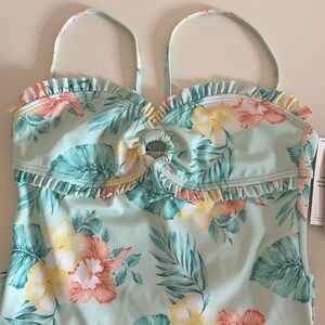 NWT Janie and Jack Girls Recycled Hibiscus Swimsuit Tropical Swimsuit - Size 12